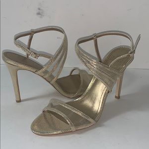 Gold high heel sandals by Bell for Badgley Mishka